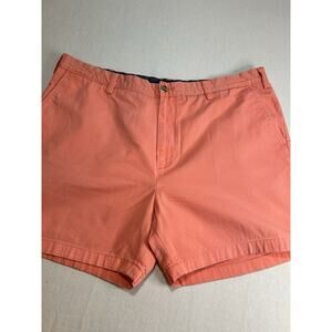 Nautica Mens Flat Front Chino Shorts Coral Orange 42W Classic Casual Wear Y2K